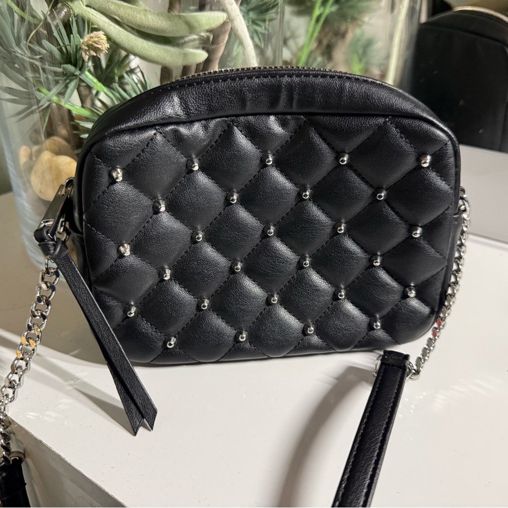 Black Quilted Leather Crossbody Bag